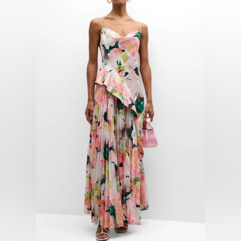 NWTs Acler O’Sullivan Asymmetrical Pleated Sleeveless Sweetheart Maxi Dress